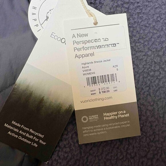 NWT - Vuori Highlands Sherpa Jacket - Azure Blue - Women's Size Small - Picture 8 of 8